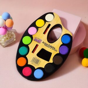 Artist Water Colour Paint Palette with Small Paint Brush