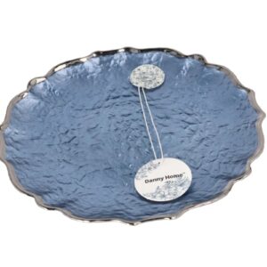 blue &b silver rimmed dinner Plate